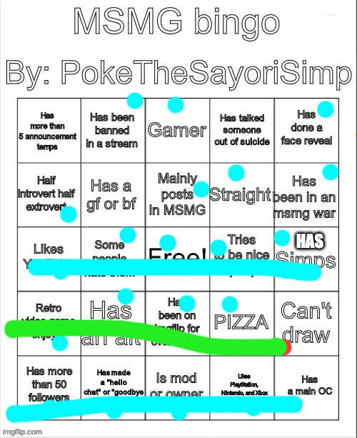 We're almost the same haha | HAS | image tagged in msmg bingo by poke | made w/ Imgflip meme maker