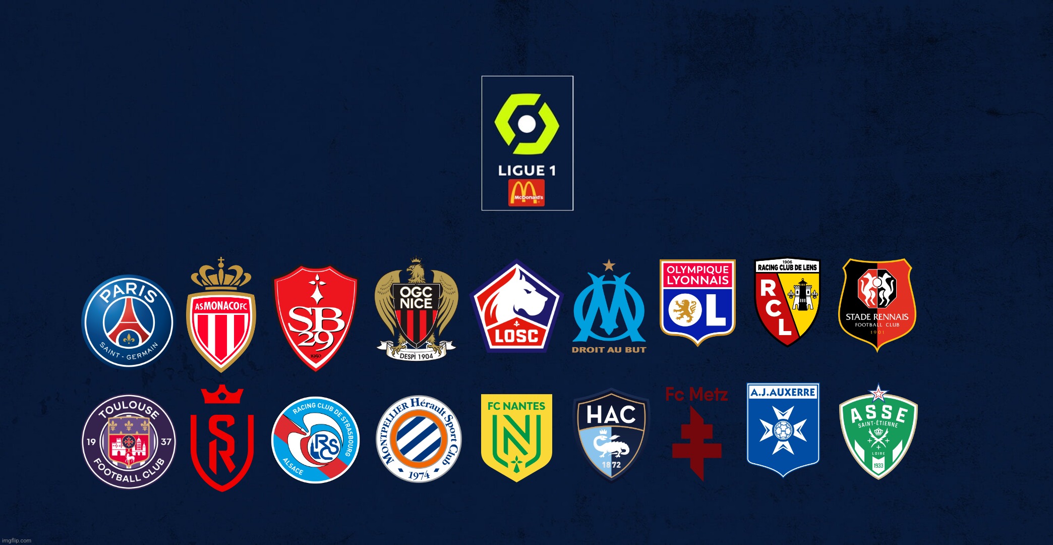 All 18 French McDonald's Ligue 1 Clubs for the 2024/25 season | image tagged in psg,marseille,lyon,france,football,futbol | made w/ Imgflip meme maker