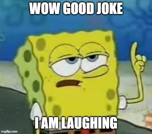 Wow Good Joke I Am Laughing | image tagged in wow good joke i am laughing | made w/ Imgflip meme maker
