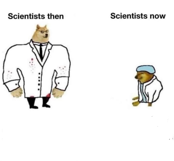 High Quality science now then Blank Meme Template