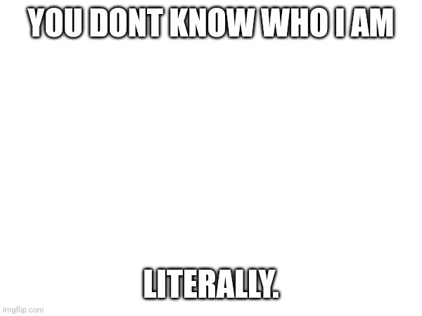 (Bruh) | YOU DONT KNOW WHO I AM; LITERALLY. | made w/ Imgflip meme maker