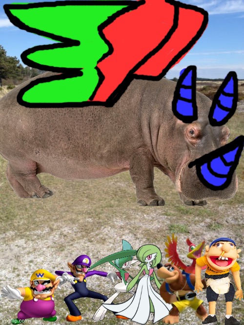 Wario and Friends dies by giant dragon hippo because of Jeffy and Waluigi accidentally teasing it while having a picnic | image tagged in useless fence,wario dies,jeffy,banjo,pokemon,crossover | made w/ Imgflip meme maker
