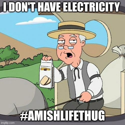 Pepperidge Farm Remembers | I DON'T HAVE ELECTRICITY; #AMISHLIFETHUG | image tagged in memes,pepperidge farm remembers | made w/ Imgflip meme maker