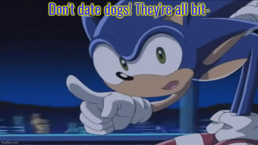 Kids, Don't - Sonic X | Don't date dogs! They're all bit- | image tagged in kids don't - sonic x | made w/ Imgflip meme maker