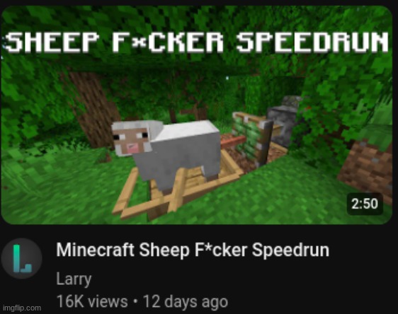 Found this on youtube (this is weird cuz I have a friend named Larry) | image tagged in shitpost,minecraft,larry | made w/ Imgflip meme maker