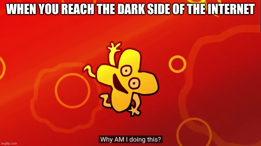 Welcome to incognito mode | WHEN YOU REACH THE DARK SIDE OF THE INTERNET | image tagged in why am i doing this x bfb | made w/ Imgflip meme maker