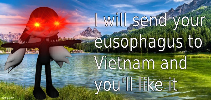 image tagged in i will send your eusophagus to vietnam and you'll like it | made w/ Imgflip meme maker