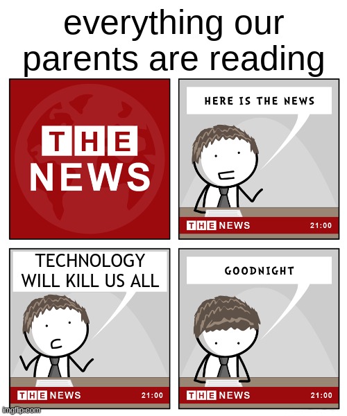 It's true | everything our parents are reading; TECHNOLOGY WILL KILL US ALL | image tagged in the news,parents,technology,phone,funny,memes | made w/ Imgflip meme maker
