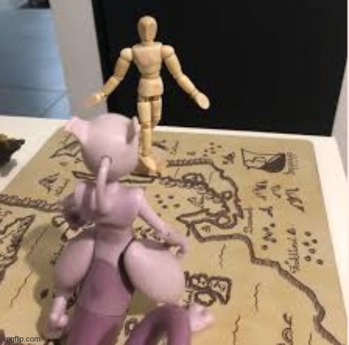 battle of gods | image tagged in mewtwo,maniquin | made w/ Imgflip meme maker