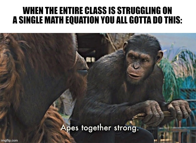 Stronger together | image tagged in ape together strong,memes,funny,school,math | made w/ Imgflip meme maker