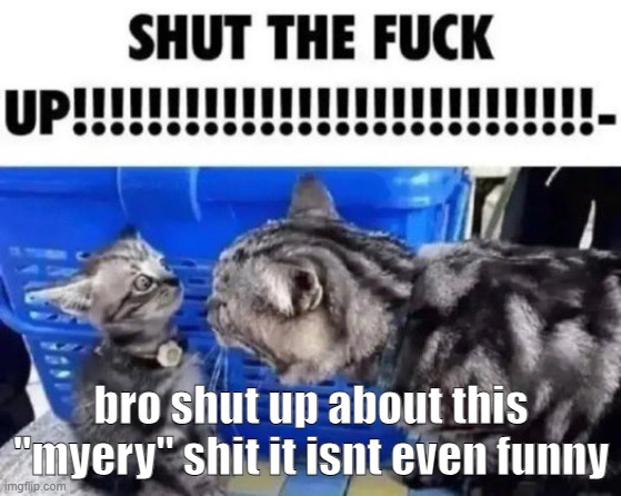bro shut up about this "myery" shit it isnt even funny | made w/ Imgflip meme maker