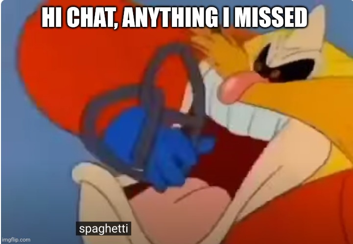 spaghetti | HI CHAT, ANYTHING I MISSED | image tagged in spaghetti | made w/ Imgflip meme maker