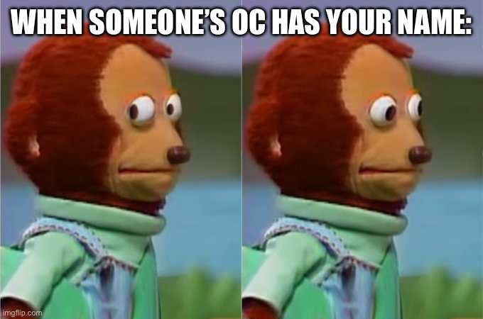 Awkward Monkey | WHEN SOMEONE’S OC HAS YOUR NAME: | image tagged in awkward monkey | made w/ Imgflip meme maker