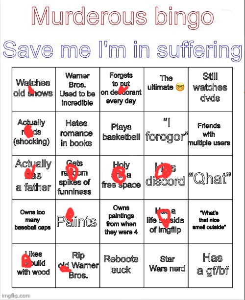 Dang. So close to bingo. | image tagged in murderous bingo,msmg,bingo | made w/ Imgflip meme maker