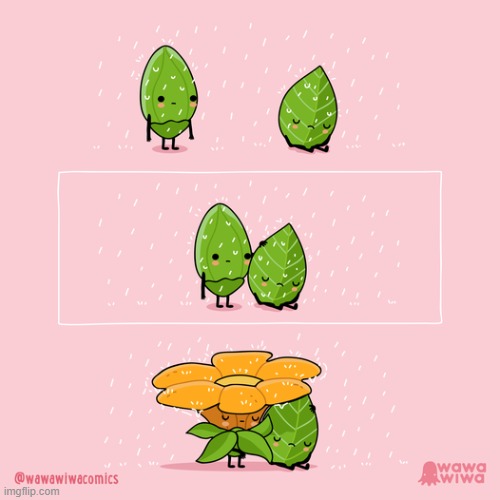 image tagged in leaf,rain,bud,flower,sadness | made w/ Imgflip meme maker