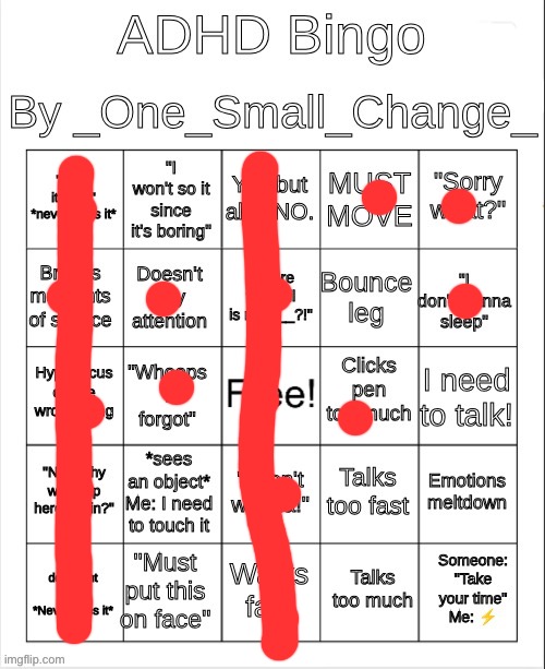 ADHD Bingo | image tagged in adhd bingo | made w/ Imgflip meme maker