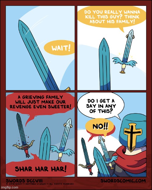 Apparently swords can have their own angels and devils. | image tagged in swords,angel,devil,decisions | made w/ Imgflip meme maker