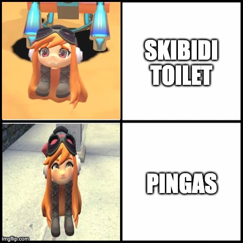 Goomba meggy hotline bling | SKIBIDI TOILET; PINGAS | image tagged in goomba meggy hotline bling | made w/ Imgflip meme maker