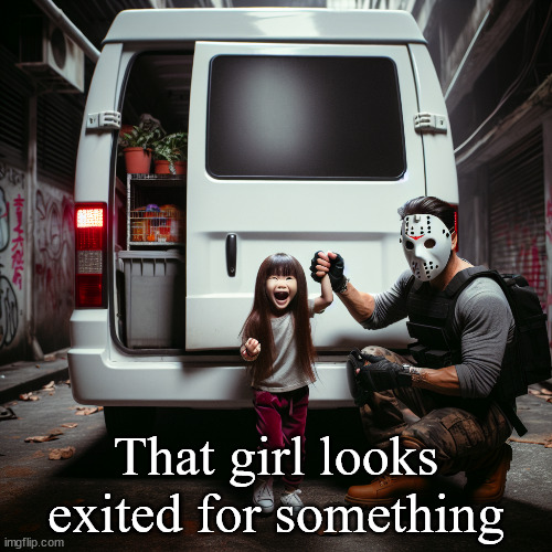 Ai generated | That girl looks exited for something | image tagged in f | made w/ Imgflip meme maker