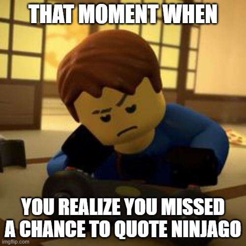 When you miss a chance to quote | THAT MOMENT WHEN; YOU REALIZE YOU MISSED A CHANCE TO QUOTE NINJAGO | image tagged in ninjago | made w/ Imgflip meme maker