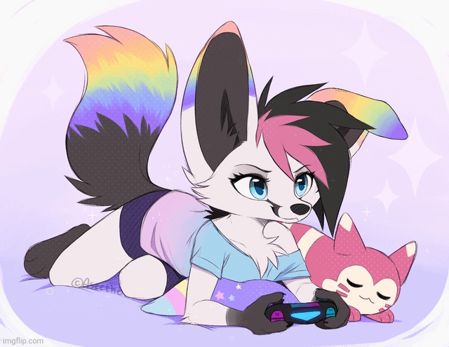 Art by Aseethe. | image tagged in furry,art,cute | made w/ Imgflip meme maker