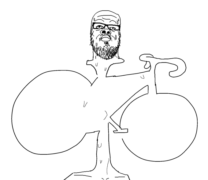 Wojak swallows bicycle Blank Meme Template