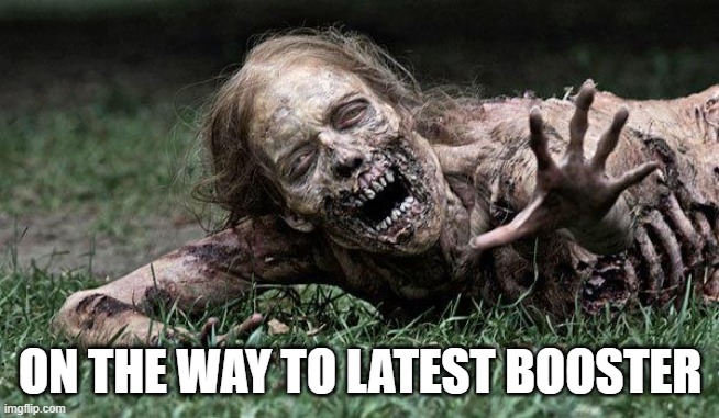 Walking Dead Zombie | ON THE WAY TO LATEST BOOSTER | image tagged in walking dead zombie | made w/ Imgflip meme maker