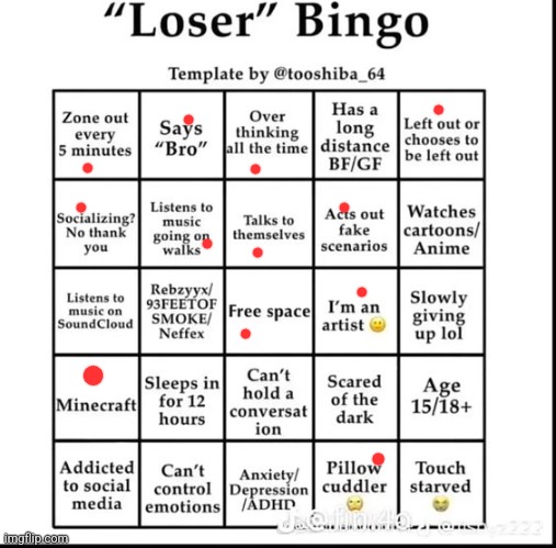 MINECRAFT | image tagged in loser bingo | made w/ Imgflip meme maker