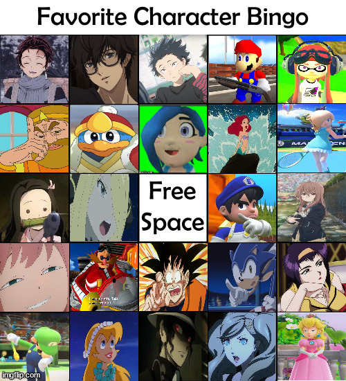 favorite character bingo | image tagged in favorite character bingo,video games,anime,cartoons,movies,tv shows | made w/ Imgflip meme maker