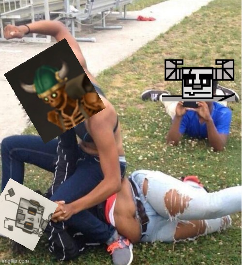 the comments in that Zerobot art be like | image tagged in guy recording a fight | made w/ Imgflip meme maker