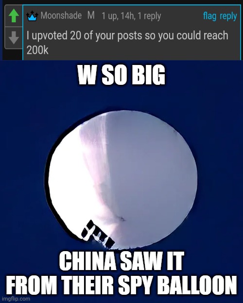 Real | image tagged in w so big china saw it from their spy balloon | made w/ Imgflip meme maker