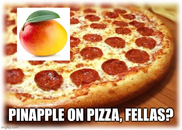 pineapple | PINAPPLE ON PIZZA, FELLAS? | made w/ Imgflip meme maker