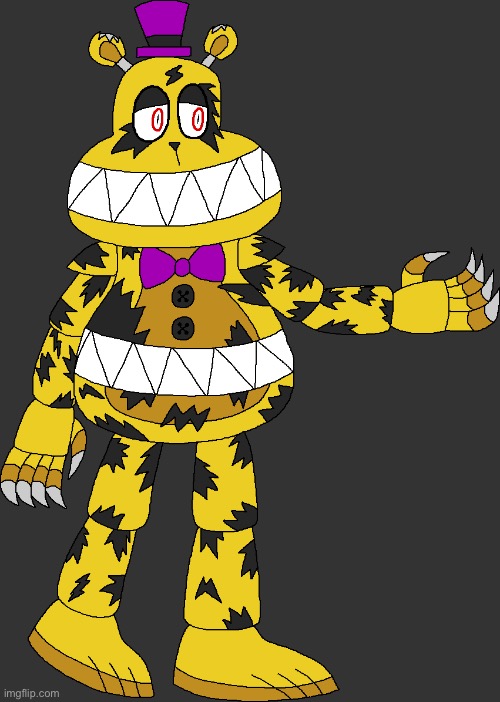 My dumbass felt like drawing this ☠️ | image tagged in horribly drawn nightmare fredbear | made w/ Imgflip meme maker