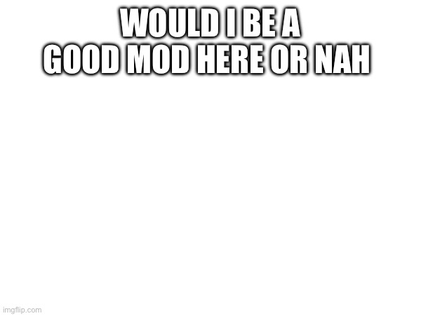 WOULD I BE A GOOD MOD HERE OR NAH | made w/ Imgflip meme maker