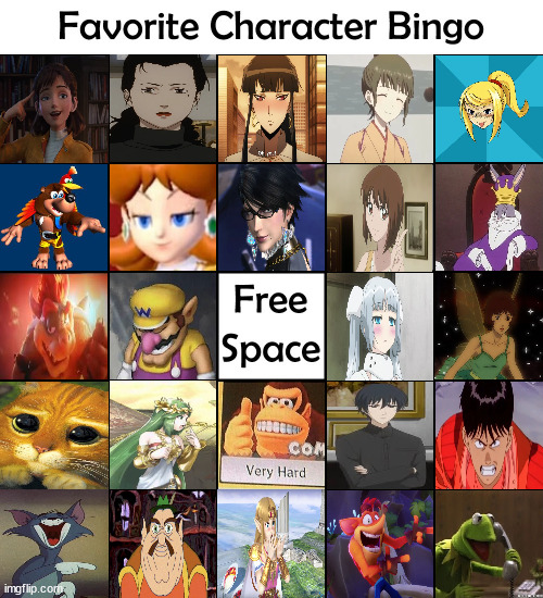 favorite character bingo | image tagged in favorite character bingo,anime,video games,movies,cartoon,tv shows | made w/ Imgflip meme maker