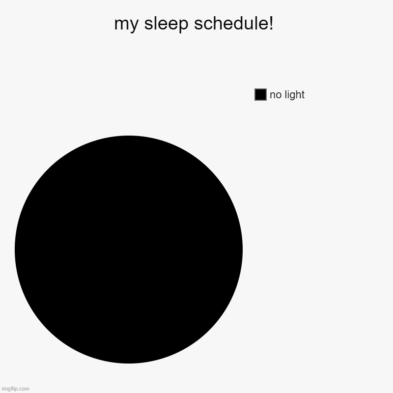 sleep | my sleep schedule! | no light | image tagged in charts,pie charts | made w/ Imgflip chart maker