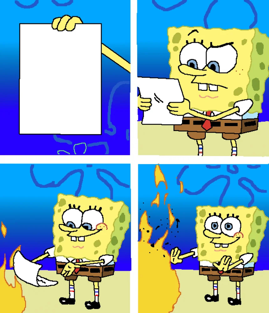 SpongeBob and the paper Blank Meme Template