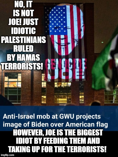 Genocide Joe or the Palestinians ruled by the Hamas Terrorists, who is the biggest idiot(s)? | image tagged in morons,sam elliott special kind of stupid,idiots,biden | made w/ Imgflip meme maker