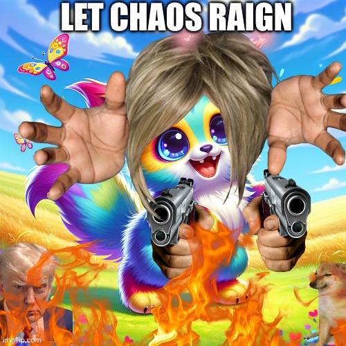 Why oh why | LET CHAOS RAIGN | image tagged in chaos | made w/ Imgflip meme maker