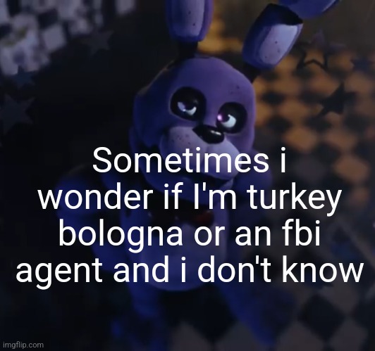 goofster | Sometimes i wonder if I'm turkey bologna or an fbi agent and i don't know | image tagged in goofster | made w/ Imgflip meme maker