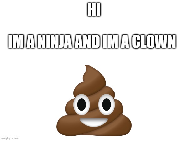 im new here | HI; IM A NINJA AND IM A CLOWN | image tagged in poop,memes,new,here | made w/ Imgflip meme maker