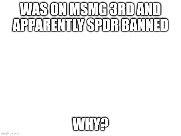 WAS ON MSMG 3RD AND APPARENTLY SPDR BANNED; WHY? | made w/ Imgflip meme maker