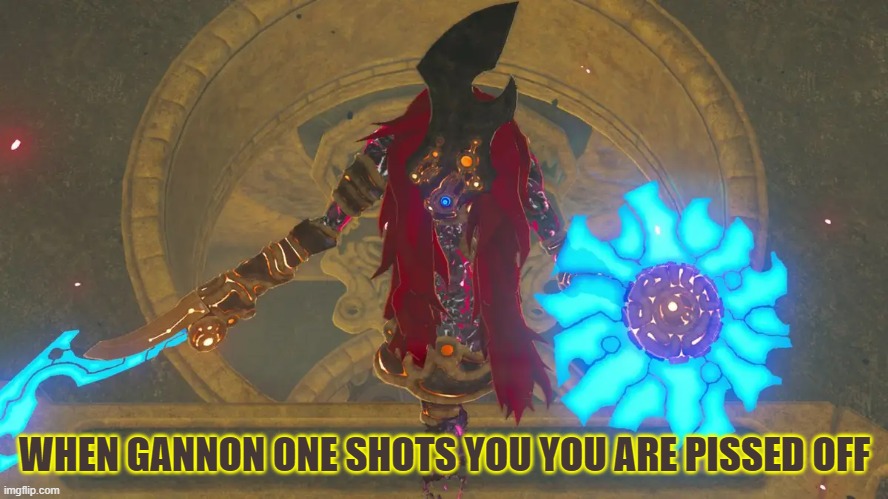 when your pissed off | WHEN GANNON ONE SHOTS YOU YOU ARE PISSED OFF | image tagged in gannon,the legend of zelda breath of the wild | made w/ Imgflip meme maker