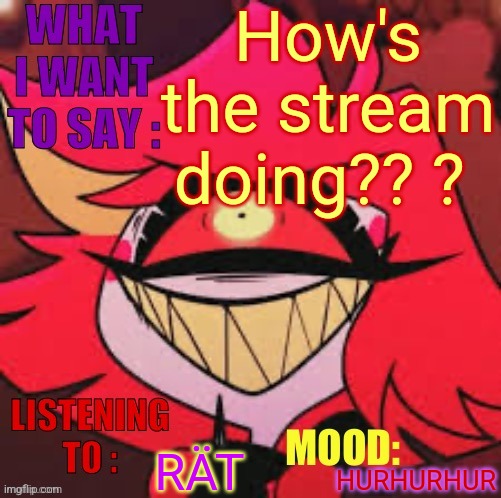 Wowzers | How's the stream doing?? ? RÄT; HURHURHUR | image tagged in wowzers | made w/ Imgflip meme maker