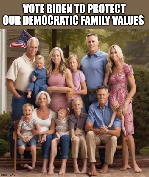 VOTE BIDEN TO PROTECT OUR DEMOCRATIC FAMILY VALUES | image tagged in funny memes | made w/ Imgflip meme maker