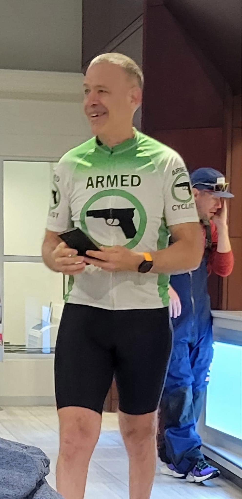 Gun Guy in bike shorts Blank Meme Template