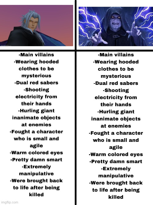 You cannot convince me otherwise | image tagged in comparison,kingdom hearts,star wars,emporer palpatine,star wars prequels | made w/ Imgflip meme maker