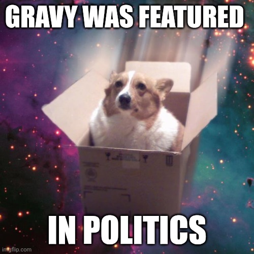 he is to | GRAVY WAS FEATURED; IN POLITICS | image tagged in gravy | made w/ Imgflip meme maker