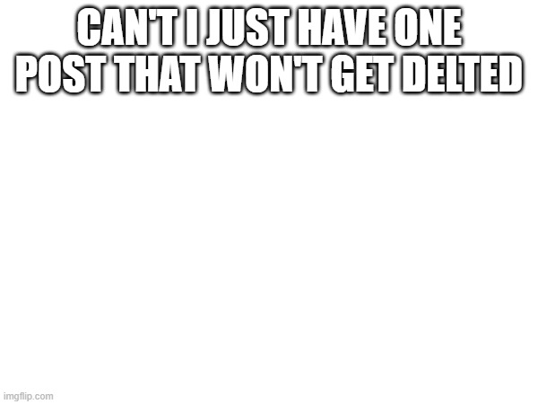 CAN'T I JUST HAVE ONE POST THAT WON'T GET DELTED | made w/ Imgflip meme maker