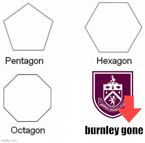 newcastle 4-1 burnley | burnley gone | image tagged in memes,pentagon hexagon octagon,burnley,soccer,premier league | made w/ Imgflip meme maker